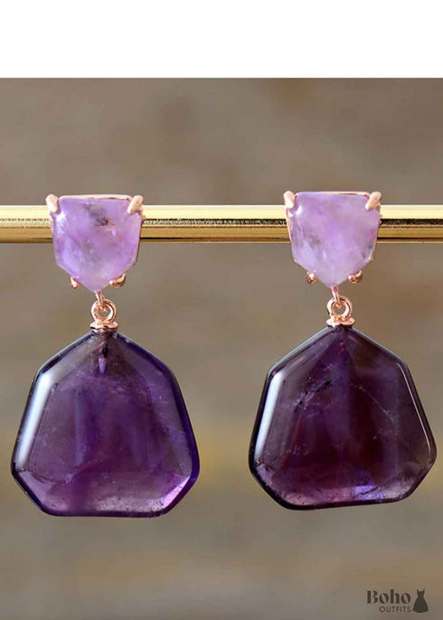 Boho Earrings, Dangle Earrings, Axel Amethysts Teardrop Dangle Earring